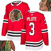 Blackhawks #3 Pilote Red With Special Glittery Logo Adidas Jersey,baseball caps,new era cap wholesale,wholesale hats